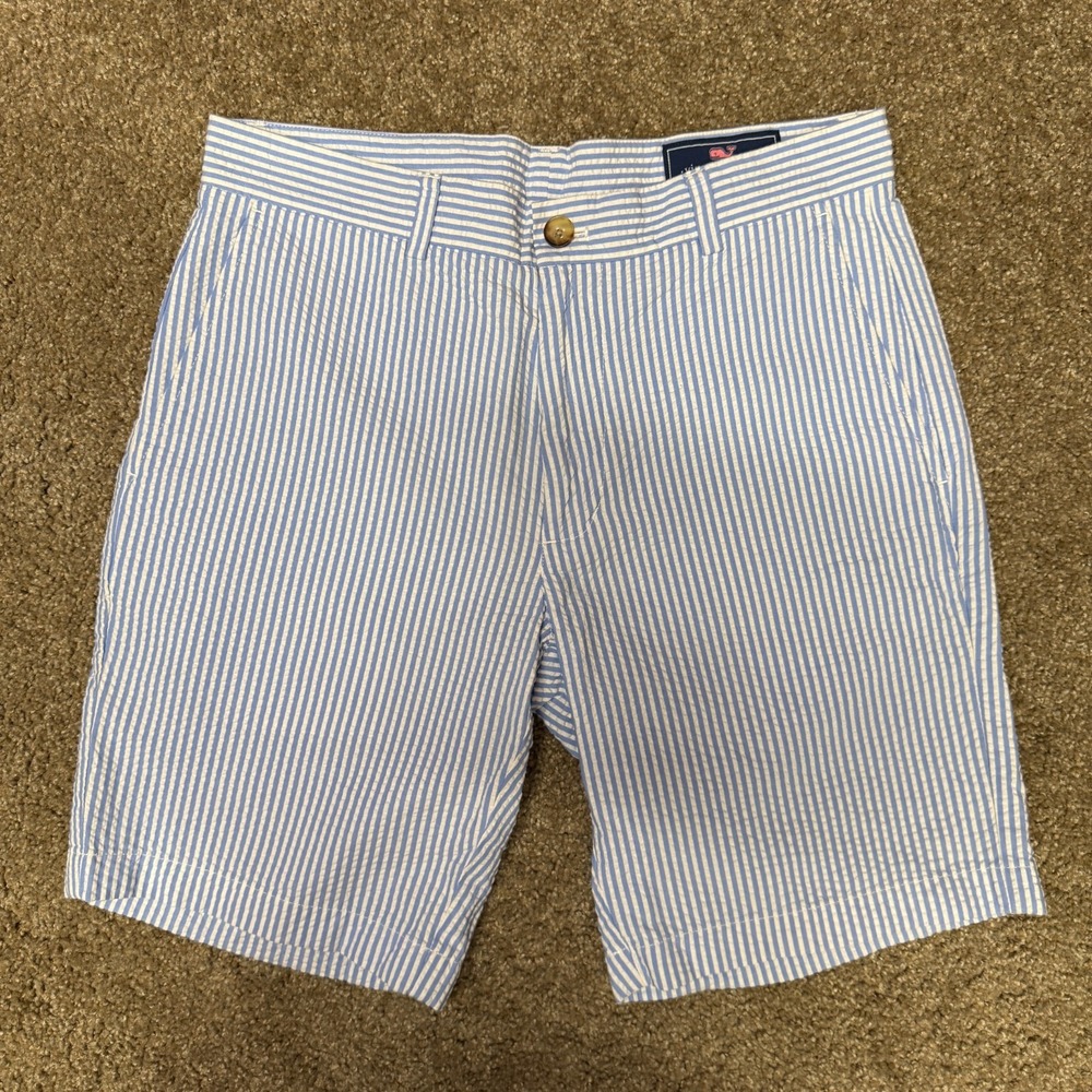 Vineyard Vines Seersucker Breaker Shorts Men 30 Blue Stripe Cotton Coastal Vaca